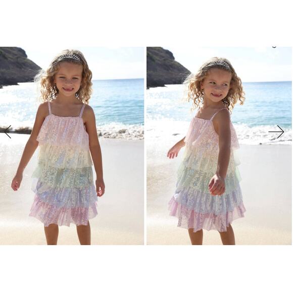Lola + The Boys Other - Lola + The Boys - NWT - Girls' Rainbow Tiered Sequin Dress 	6